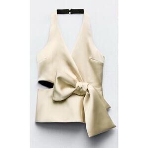 Nwt-Zara Bow detail halter top-S
